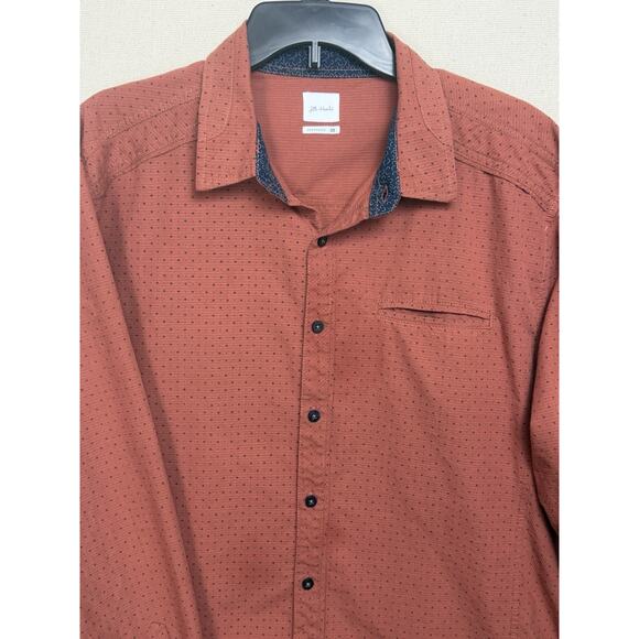 JB Holt Men's Long Sleeve Standard Fit Size XL Brown Navy Blue Flip Cuff - Picture 2 of 14